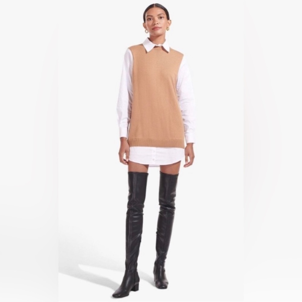 STAUD Fern Layered Mixed-Media Minidress